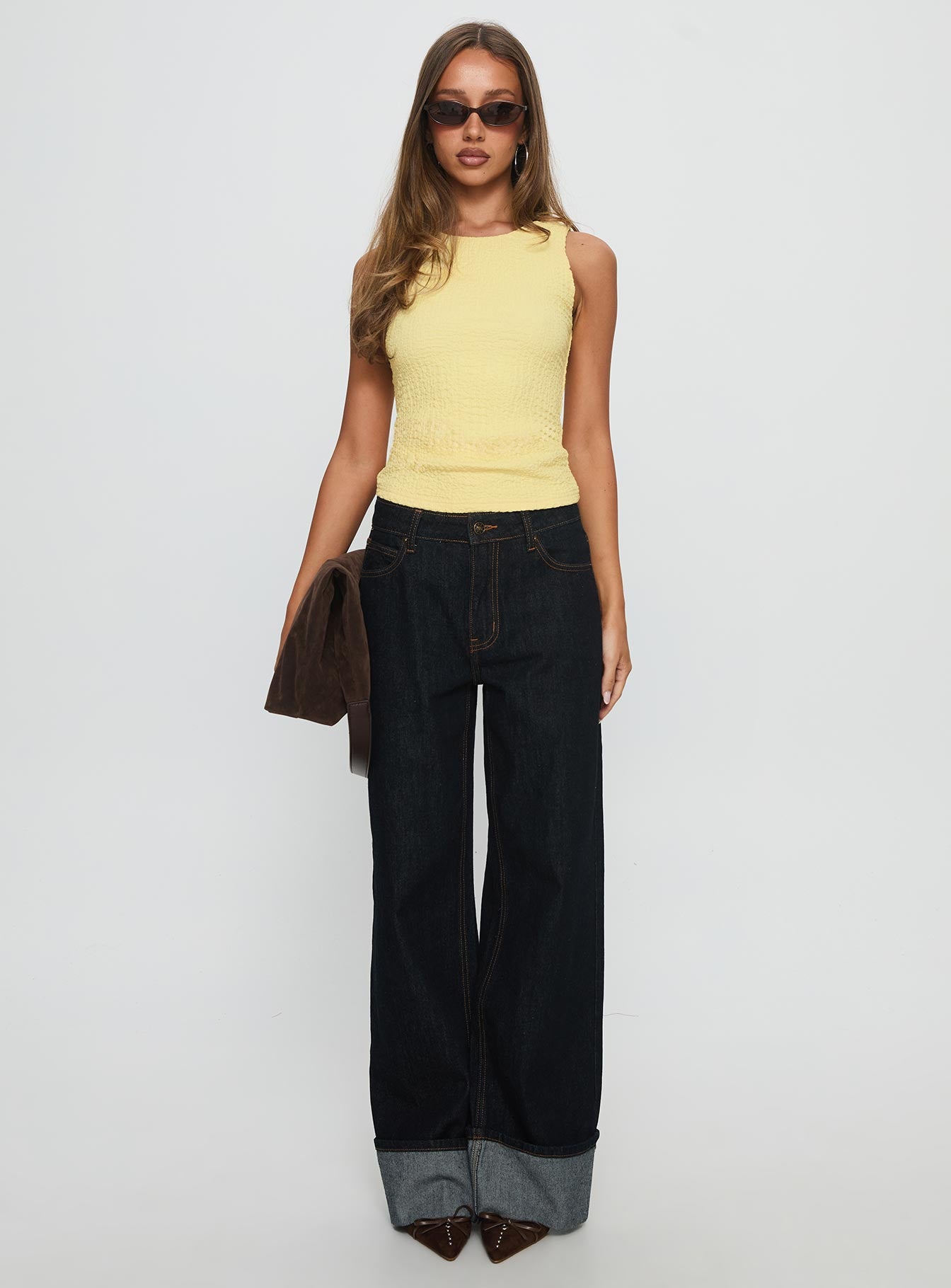 Feel So Close Textured Top Lemon