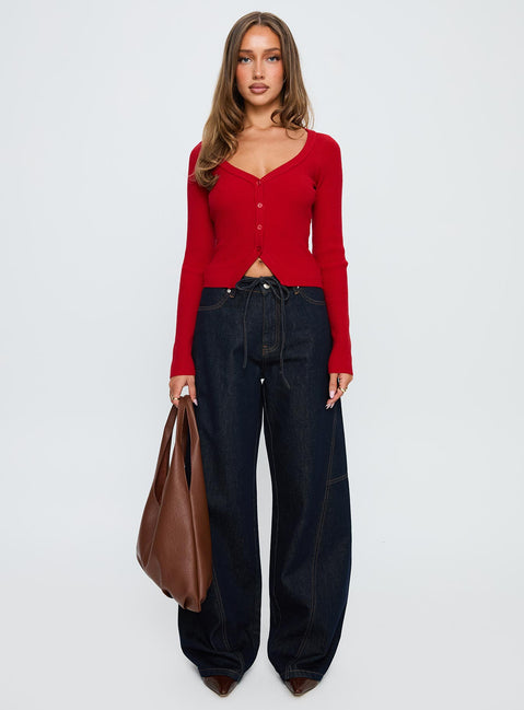 Sorenna Long Sleeve Top Red