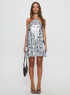 Fluorescents Halter Mini Dress Silver
