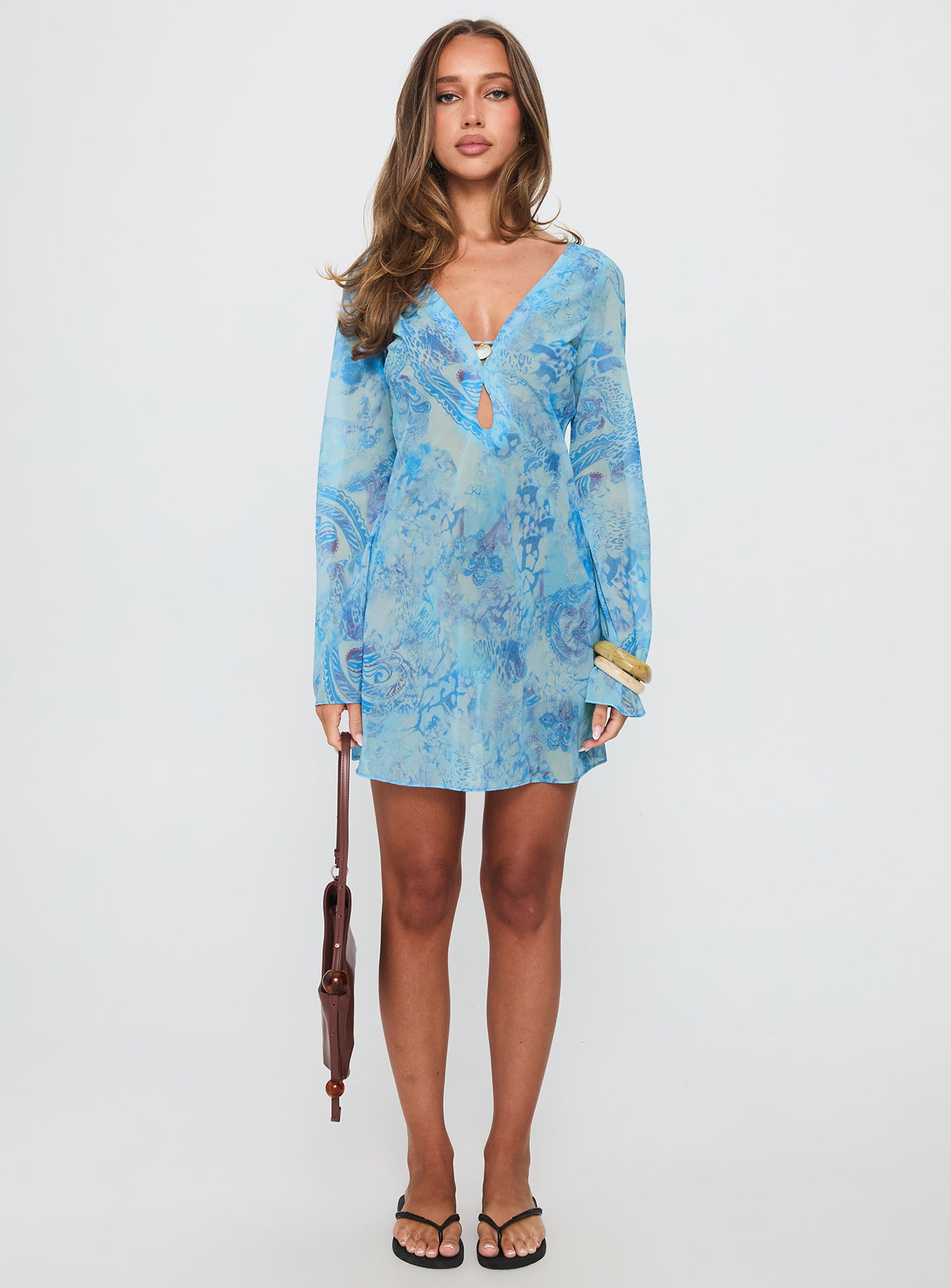Wayfarer Shell Beach Cover Up Mini Dress Blue Multi | Princess Polly Wayfarer Shell Beach Cover Up Mini Dress Blue Multi | Princess Polly