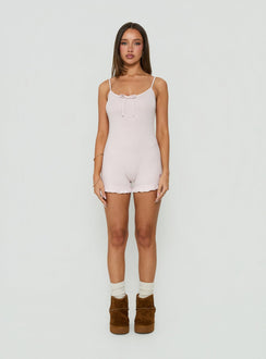 Vespra Frill Detail Sleep Playsuit Baby Pink