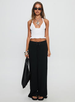 front view of model wearing Princess Polly Raymonde Pants Black High Waisted Pants 