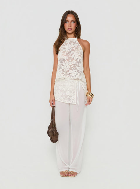Claudie Layered Lace Straight Leg Pants White