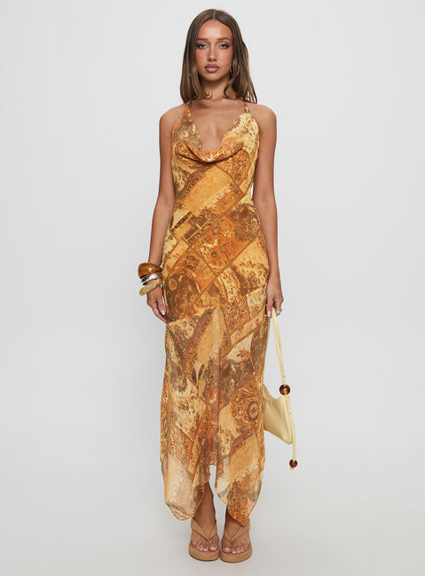 Lyanna Halter Cowl Neck Maxi Dress | Multi | Womens | Princess Polly Lyanna Halter Cowl Neck Maxi Dress | Multi | Womens | Princess Polly