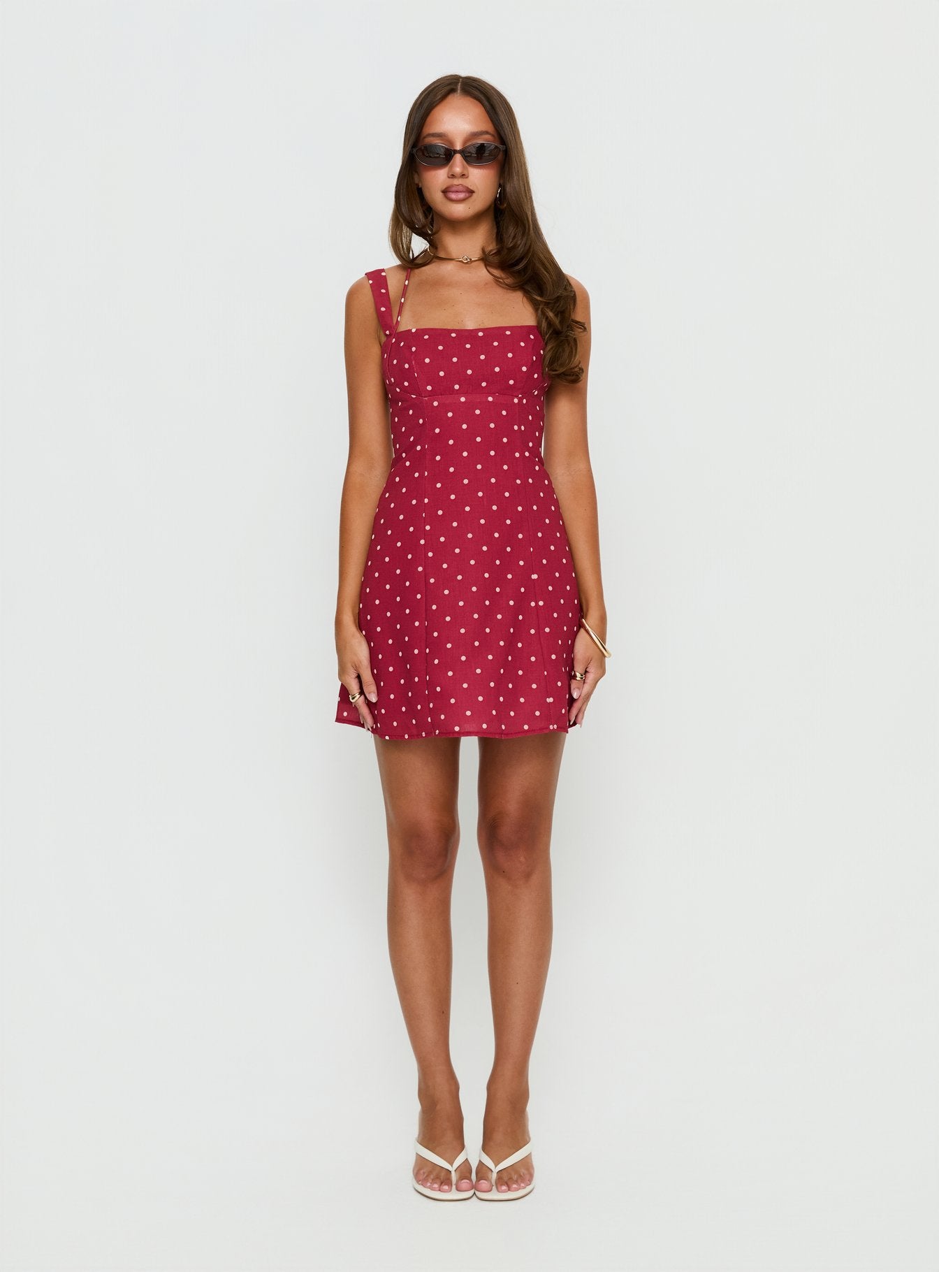 Kourtnae Halter Mini Dress Red Polka Dot
