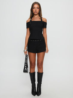 Chalise Eyelet Mini Shorts Black