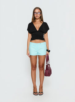 Hot Commodity Micro Shorts Turquoise Gingham