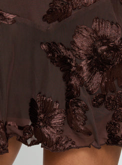 Meadow of Dreams Strapless Mini Dress Brown Floral Burnout