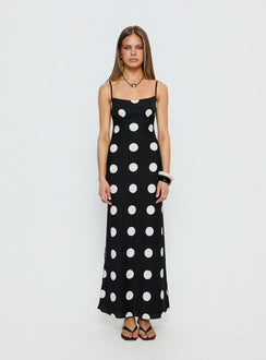 Avienna Maxi Dress Black Polka Dot