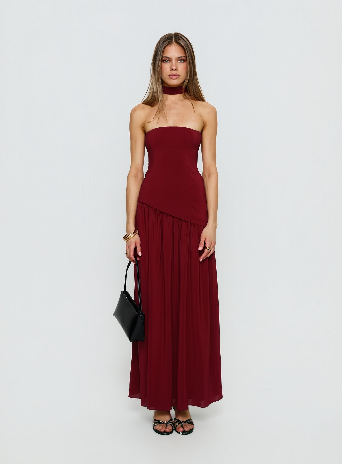 Odela Strapless Drop Waist Maxi Dress Cherry | Princess Polly Odela Strapless Drop Waist Maxi Dress Cherry | Princess Polly
