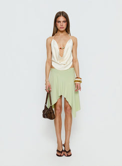   front view of model wearing Princess Polly Daelen Waterfall Midi Skirt Mint Midi Skirts 