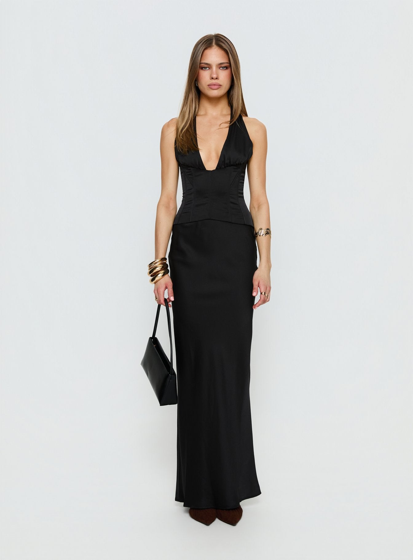 In A Trance Halter Corset Maxi Dress Black | Princess Polly In A Trance Halter Corset Maxi Dress Black | Princess Polly