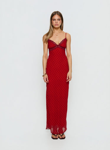 chinese dress ladies Georgina Lace Midi Dress in Red by ML Monique Lhuillier main image 1