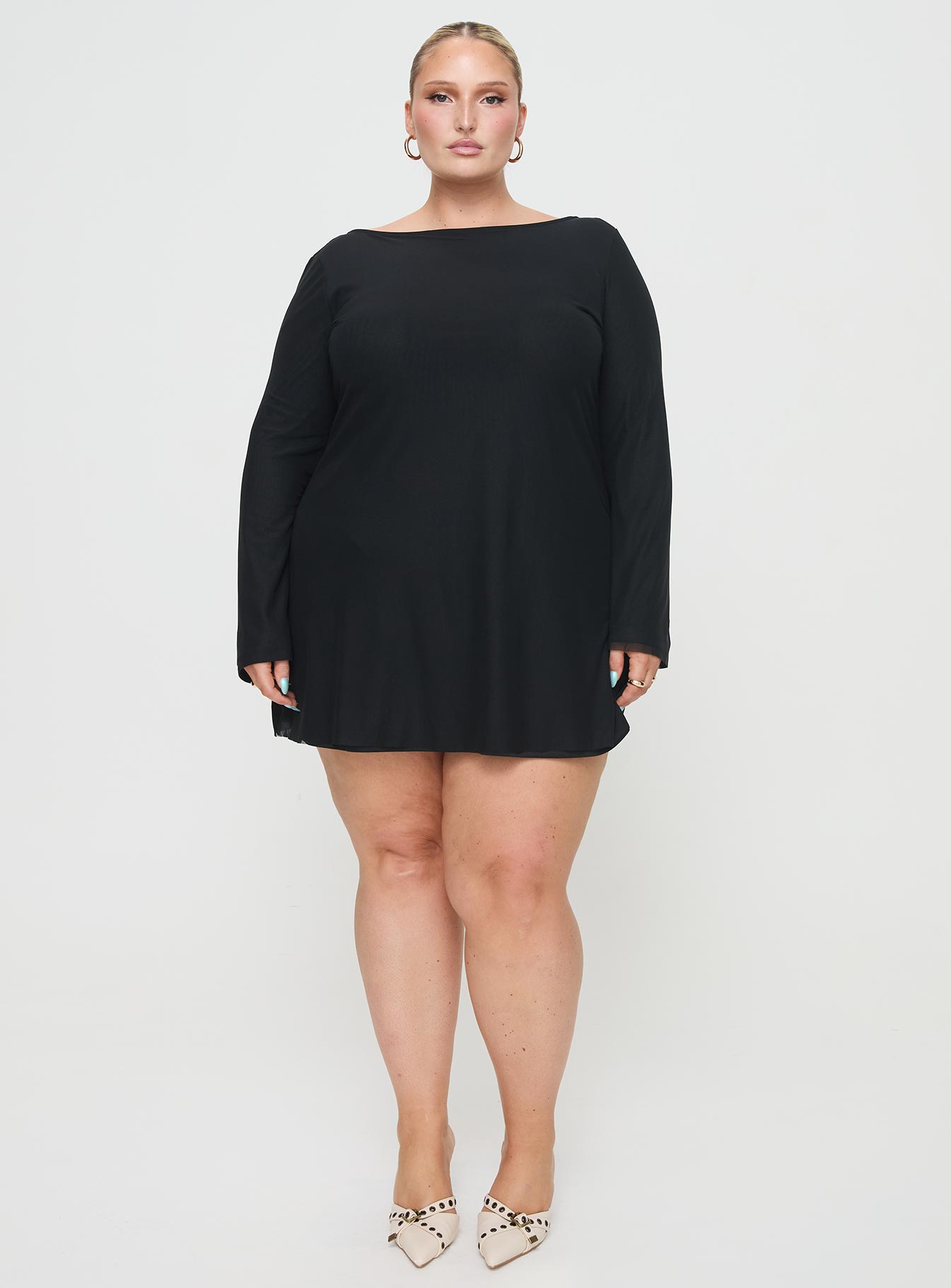 Lukea Long Sleeve Mini Dress Black Curve | Princess Polly Lukea Long Sleeve Mini Dress Black Curve | Princess Polly