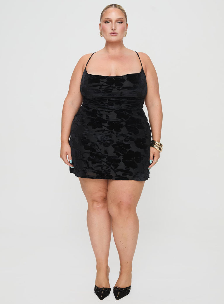 Celena Mini Dress Burn Out Black Curve