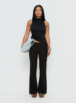 Saveria Tie Detail High Neck Top Black