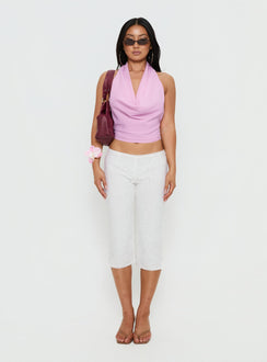 Ronay Plunge Neck Backless Top Pink