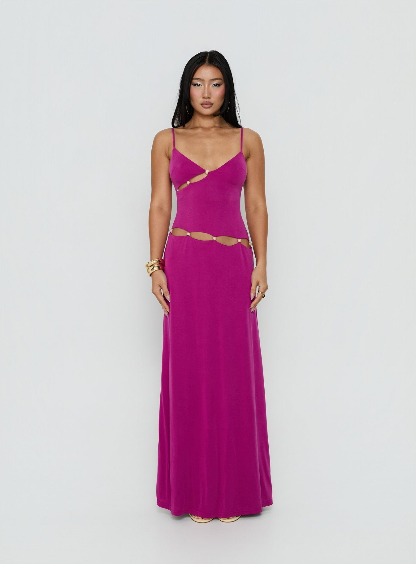 Allspice Beaded Maxi Dress / Plum