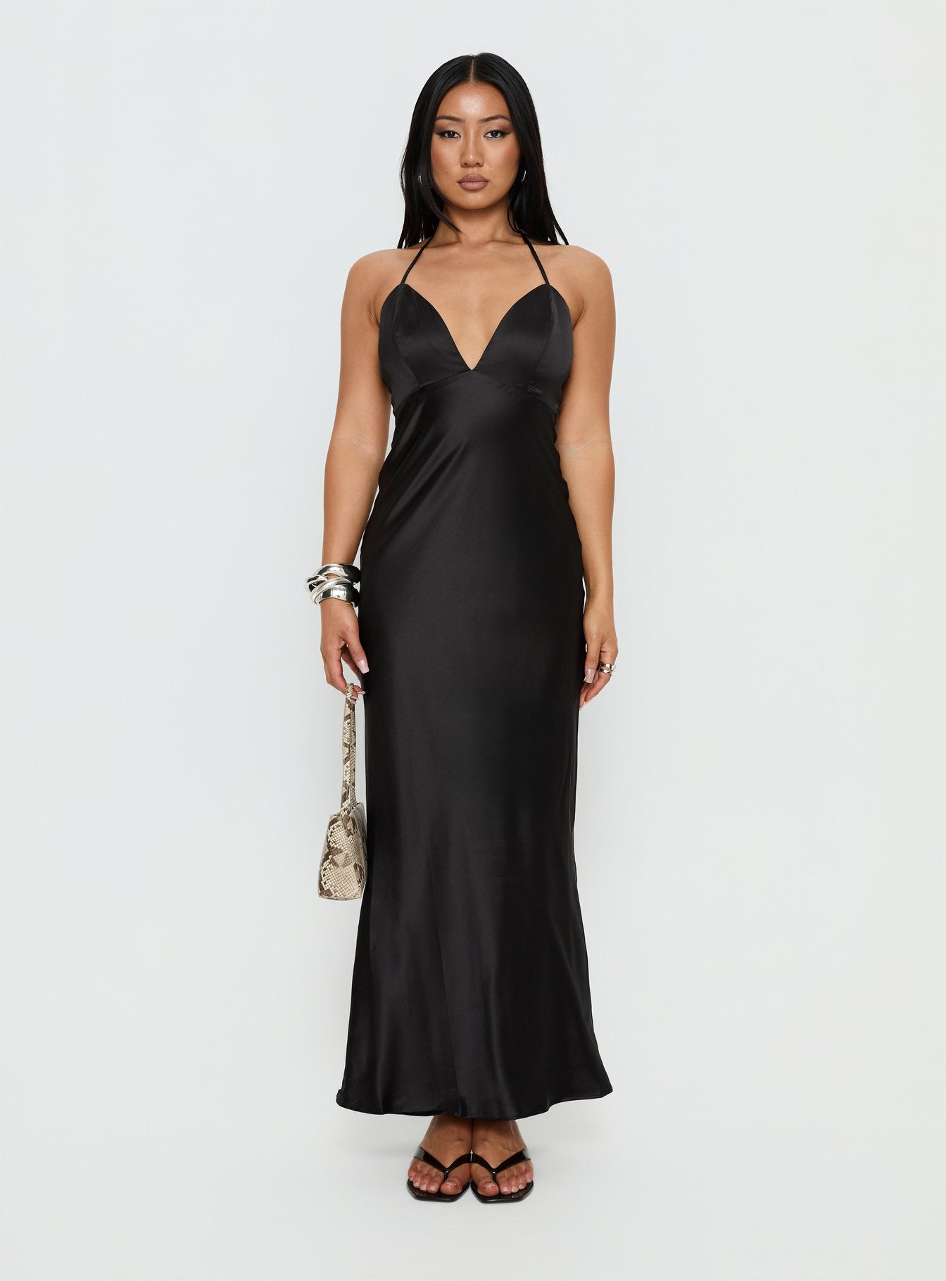black cotton halter maxi dress Black Maxi Dress