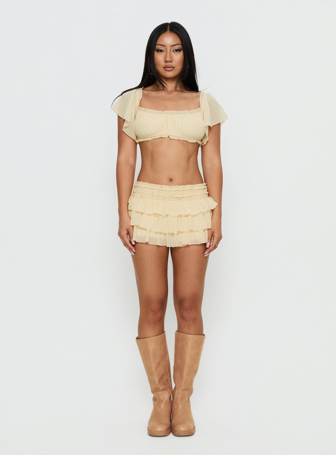 Iluminada Frill Crop Top Yellow | Princess Polly