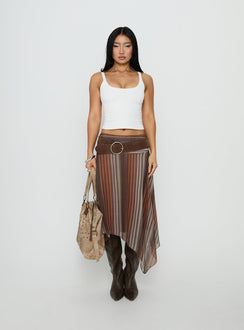 Massino Asymmetrical Midi Skirt Multi Stripe