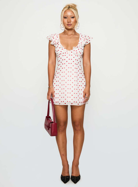 white dress with red polka dots Cindy Dot Swing in in White/Red True to size Match Point Polka Dot Active