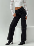 Princess Polly High Waisted  Adims Jeans Washed Black