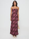 Princess Polly Sweetheart Neckline  Abeila Strapless Maxi Dress Burgundy