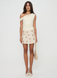 Floral print mini skirt High rise, invisible zip fastening, splits at side Non-stretch material, fully lined