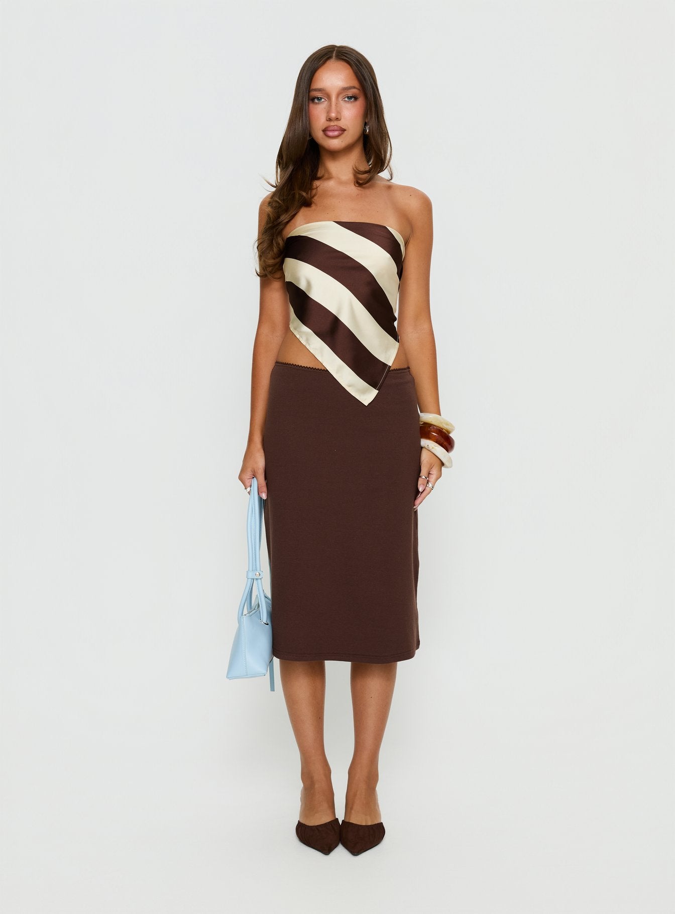 Baseline Rib Midi Skirt Chocolate