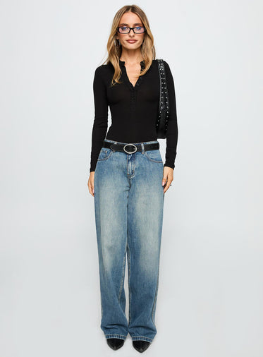 Kandis Long Sleeve Bodysuit Black