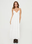 Maxi dress Adjustable shoulder straps, tie fastening at back Non-stretch, fully lined 