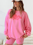 Princess Polly Crew Neck Sweatshirt Squiggle Text Watermelon Pink / Rose Princess Polly  long 