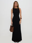 front view of model wearing Princess Polly Ace Of Hearts Backless Maxi Dress Black Scoop Neck 