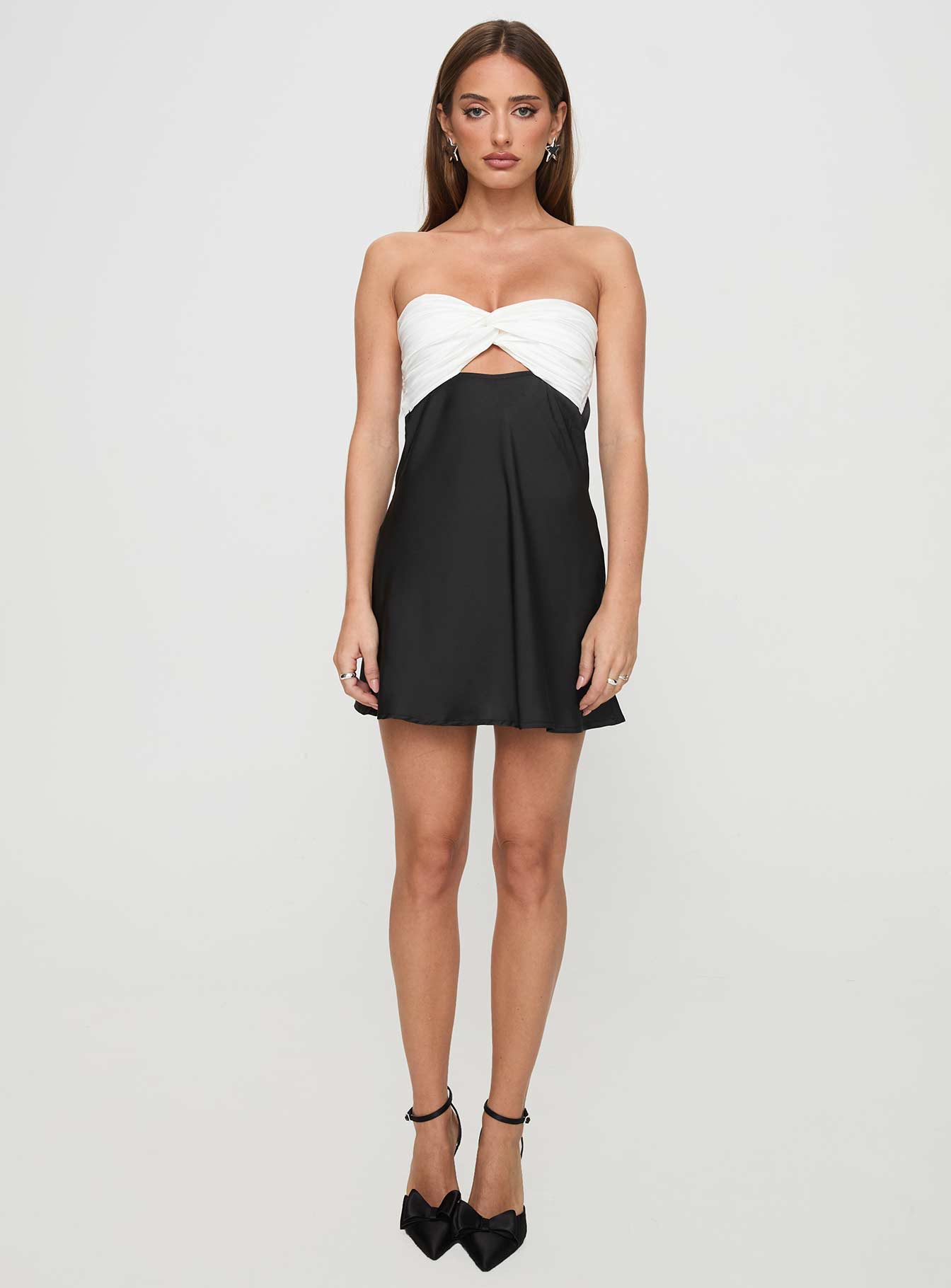 Shellie Mini Dress Black / White | Princess Polly Shellie Mini Dress Black / White | Princess Polly