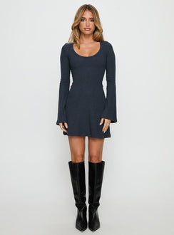 Best Interest Long Sleeve Mini Dress Navy