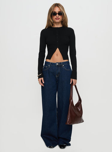 Suzu Long Sleeve Knit Top Black