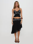 Pappilion Asymmetrical Midi Skirt Black