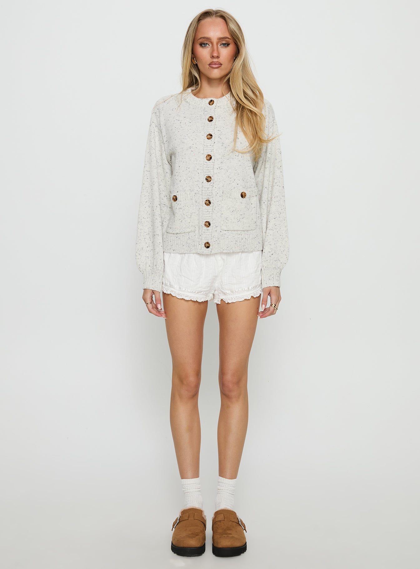 Cheray Oversized Knit Cardigan Grey | Princess Polly