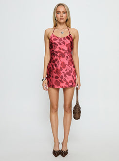 Roselynn Halter Mini Dress Pink Multi