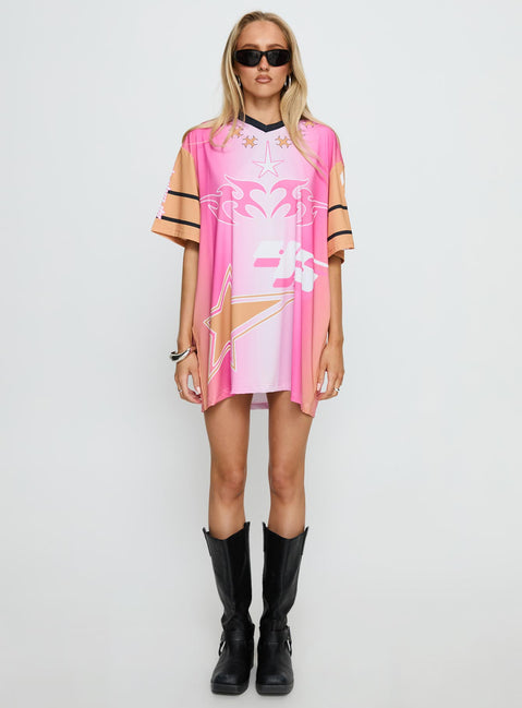 Moto Angel Graphic Top Pink / Orange