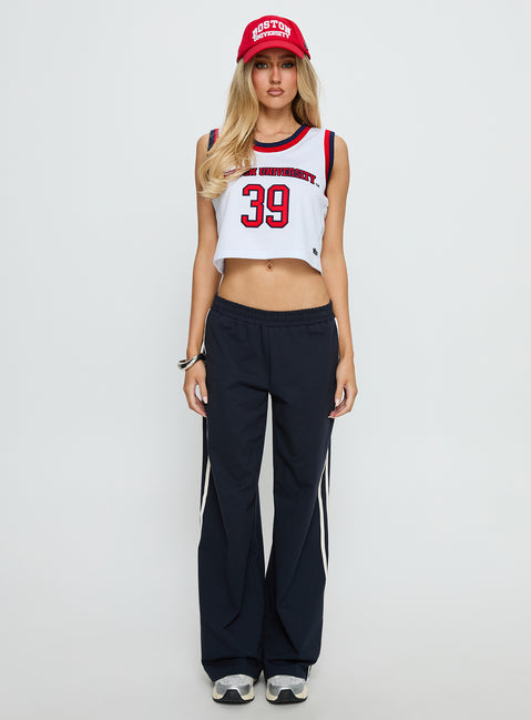 BU Cropped Basketball Jersey Tank White