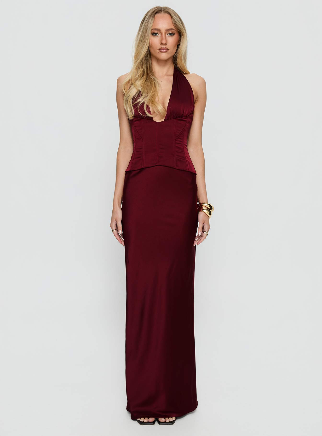In A Trance Halter Corset Maxi Dress Red | Princess Polly In A Trance Halter Corset Maxi Dress Red | Princess Polly