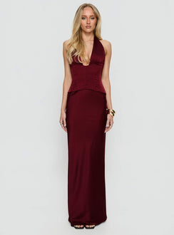 in A Trance Halter Corset Maxi Dress | Red | Womens | Princess Polly in A Trance Halter Corset Maxi Dress | Red | Womens | Princess Polly