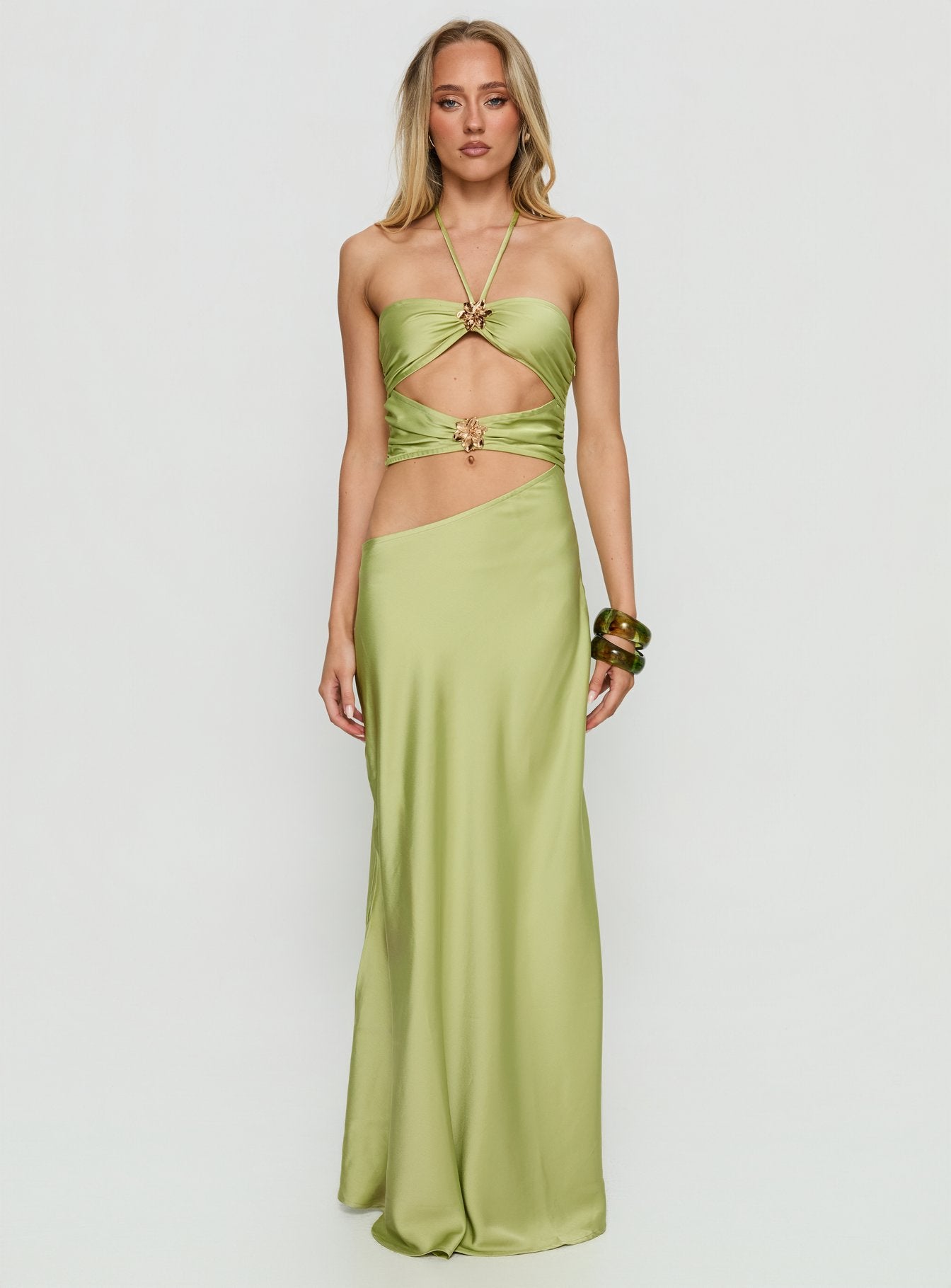 Morissa Halter Cut Out Maxi Strapless Dress | Green | Womens | Princess Polly Morissa Halter Cut Out Maxi Strapless Dress | Green | Womens | Princess Polly