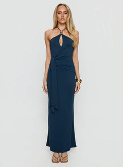 Kaydiana Halter Keyhole Maxi Dress Navy