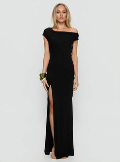 Corlee Draped Tie Back Maxi Dress Black