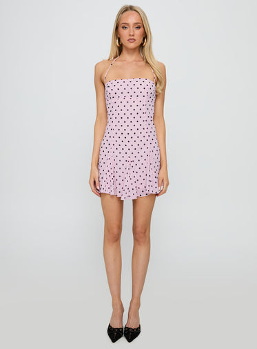 Delamere Mini Dress Pink / Black Polka