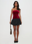 Janece Strapless Velvet Top Red