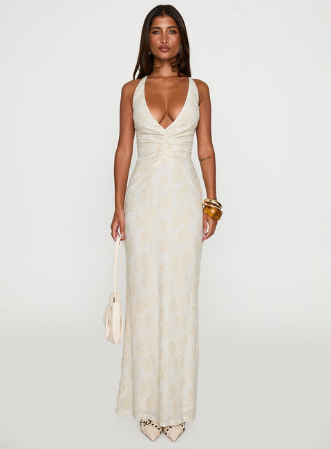 Starcrossed Halter Maxi Dress Cream | Princess Polly Starcrossed Halter Maxi Dress Cream | Princess Polly